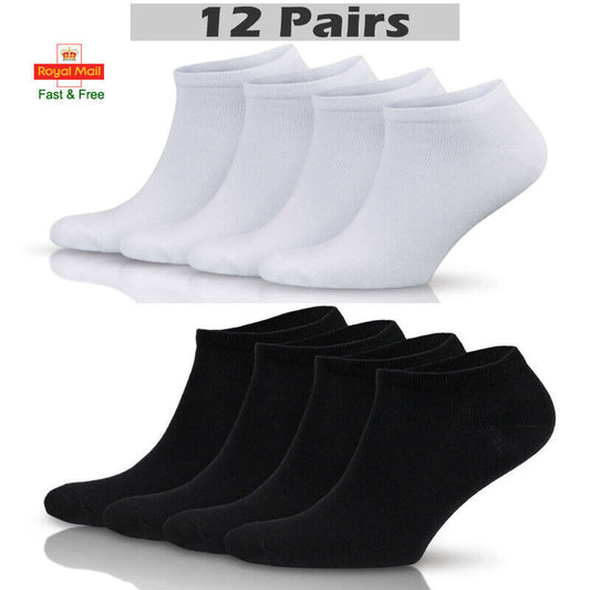 12 Pair Men Women Trainer Liner Ankle Socks Invisible Cotton Low Cut Sport Socks