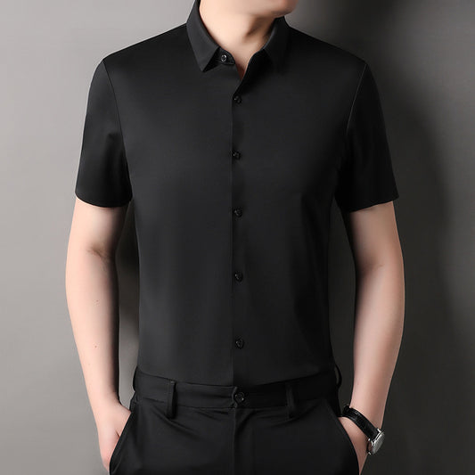 Men's Fashion Seamless Non-ironing Solid Color Anti-wrinkle Tencel Shirt