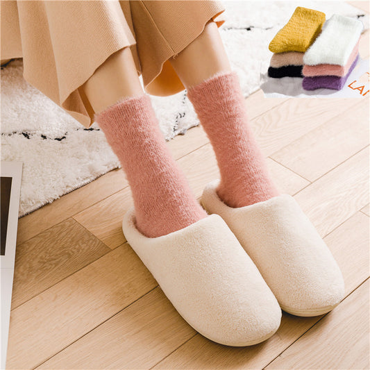 Mid-calf Warm Mink Fur Women's Socks